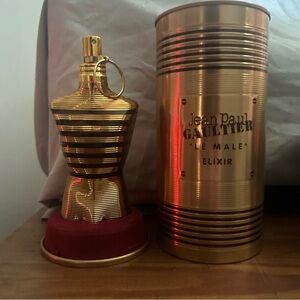 Jean Paul Gaultier Le Male Elixir Gold Bottle and Canister
